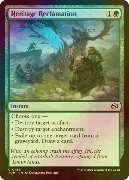 画像1: [FOIL] 受け継ぎし地の開墾/Heritage Reclamation 【英語版】 [TDM-緑C] (1)