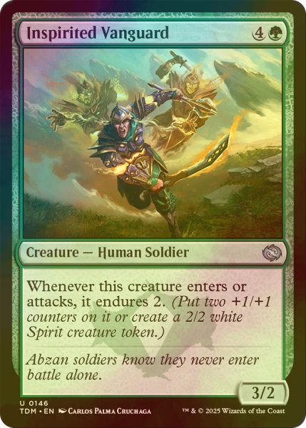 画像1: [FOIL] 奮起せし先兵/Inspirited Vanguard 【英語版】 [TDM-緑U] (1)