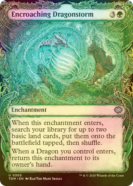 画像1: [FOIL] 侵食するドラゴンの嵐/Encroaching Dragonstorm (ショーケース版) 【英語版】 [TDM-緑U] (1)