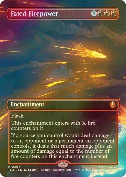 画像1: [FOIL] 巡り合わせたる火の力/Fated Firepower (全面アート版) 【英語版】 [TLA-赤MR] (1)