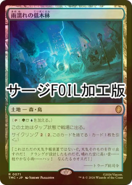 画像1: [FOIL] 雨濡れの低木林/Rain-Slicked Copse (サージ仕様) 【日本語版】 [TMC-土地R] (1)