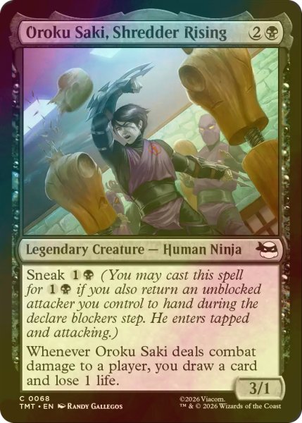 画像1: [FOIL] シュレッダーの誕生、オロク・サキ/Oroku Saki, Shredder Rising 【英語版】 [TMT-黒C] (1)