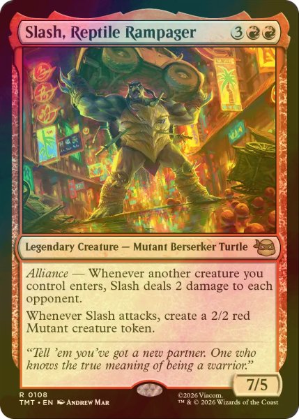 画像1: [FOIL] 破天荒爬虫類、スラッシュ/Slash, Reptile Rampager 【英語版】 [TMT-赤R] (1)