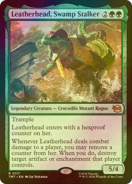 画像1: [FOIL] 沼地のハンター、レザーヘッド/Leatherhead, Swamp Stalker 【英語版】 [TMT-緑R] (1)