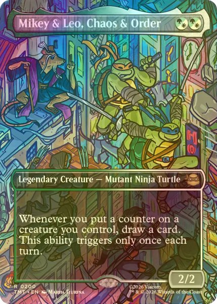 画像1: [FOIL] 混沌と秩序、マイキーとレオ/Mikey & Leo, Chaos & Order (全面アート版) 【英語版】 [TMT-金R] (1)