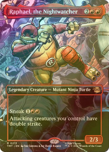 画像1: [FOIL] ナイトウォッチャー、ラファエロ/Raphael, the Nightwatcher (全面アート版) 【英語版】 [TMT-赤R] (1)