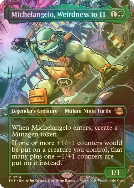 画像1: [FOIL] ぶっとび全開、ミケランジェロ/Michelangelo, Weirdness to 11 (全面アート版) 【英語版】 [TMT-緑R] (1)