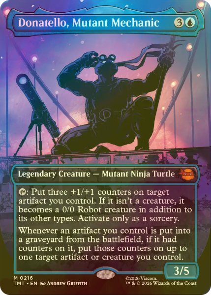 画像1: [FOIL] ミュータントの機械工、ドナテロ/Donatello, Mutant Mechanic No.216 (全面アート版) 【英語版】 [TMT-青MR] (1)