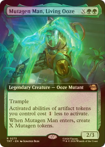 画像1: [FOIL] 生けるスライム、ミュータンジェンマン/Mutagen Man, Living Ooze (拡張アート版) 【英語版】 [TMT-緑R] (1)