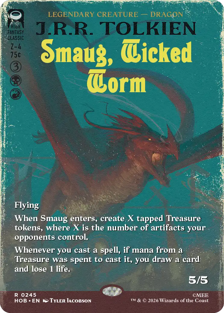 悪い長虫、スマウグ　英語版　サージfoil 悪い長虫、スマウグ/Smaug, Wicked Worm (全面アート版) 【英語版