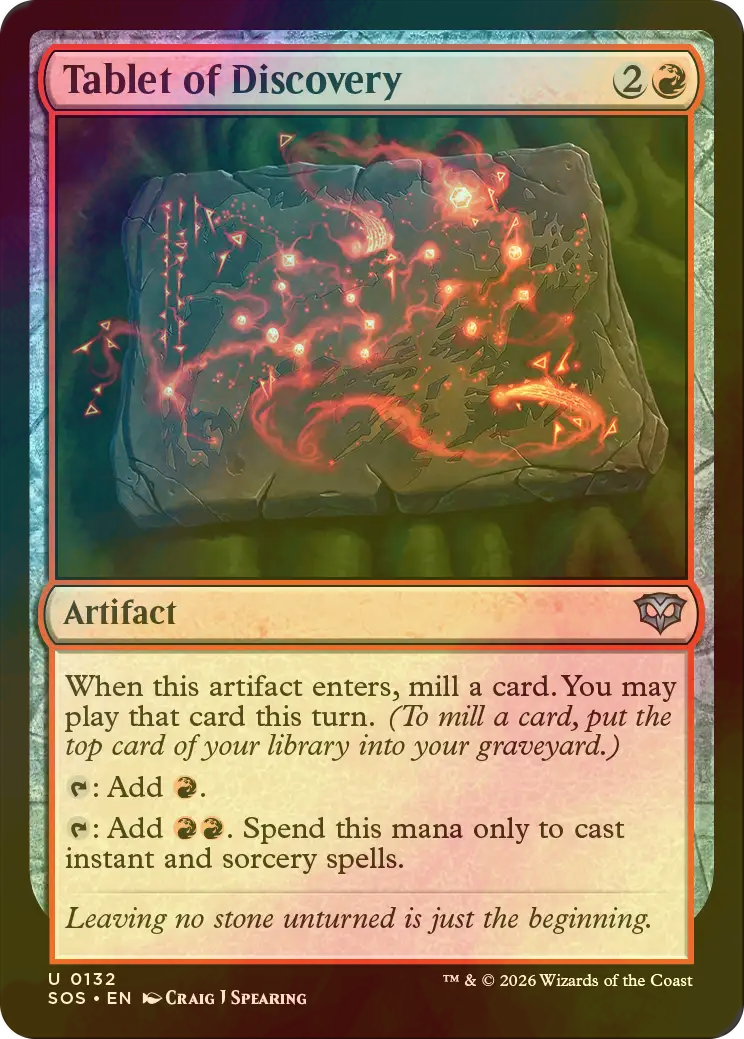 MTG 発見の石板 4枚 即興の集大成 3枚 セット FOIL] 発見の石板/Tablet of Discovery 【英語版】 [SOS-赤U